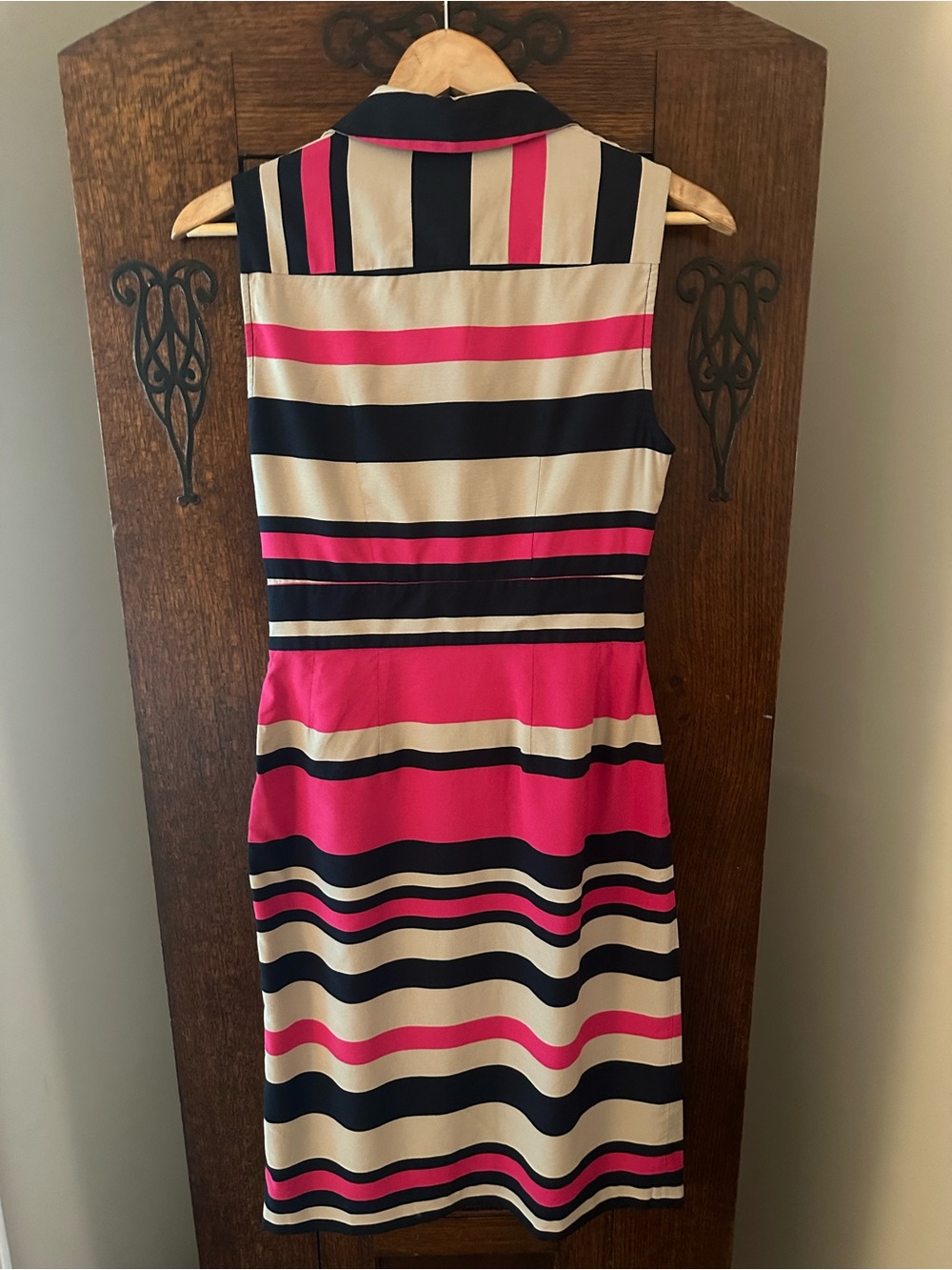 LK Bennett Martha Sleeveless Pink Striped Shirt Dress Size 4 - Picture 5 of 9